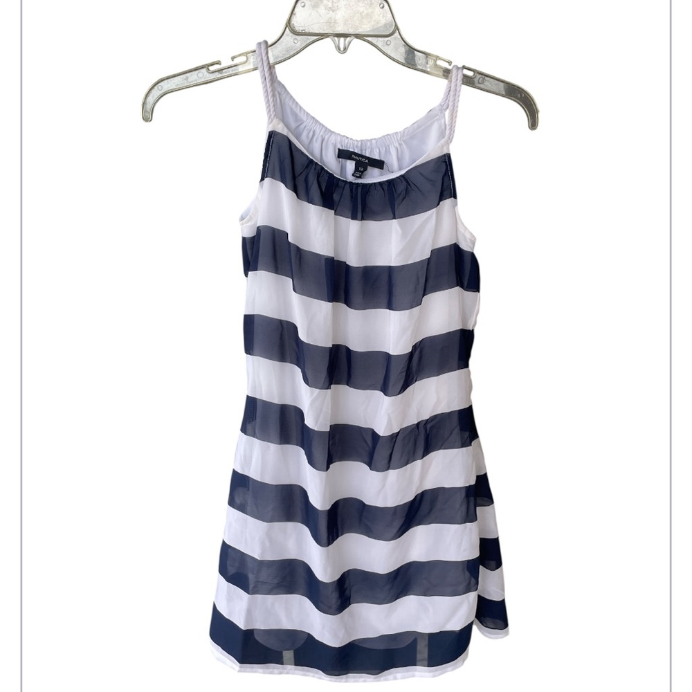 Girls size 12 blue and white stripe Nautical dress
